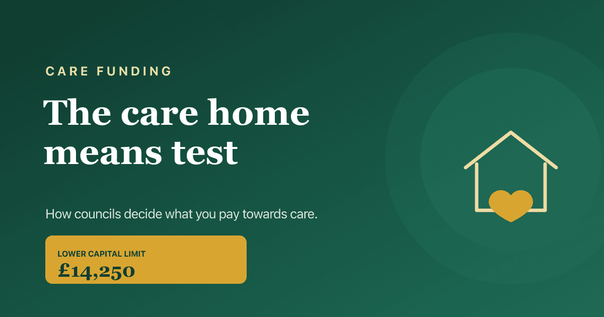 The care home means test explained — England capital thresholds for 2026.
