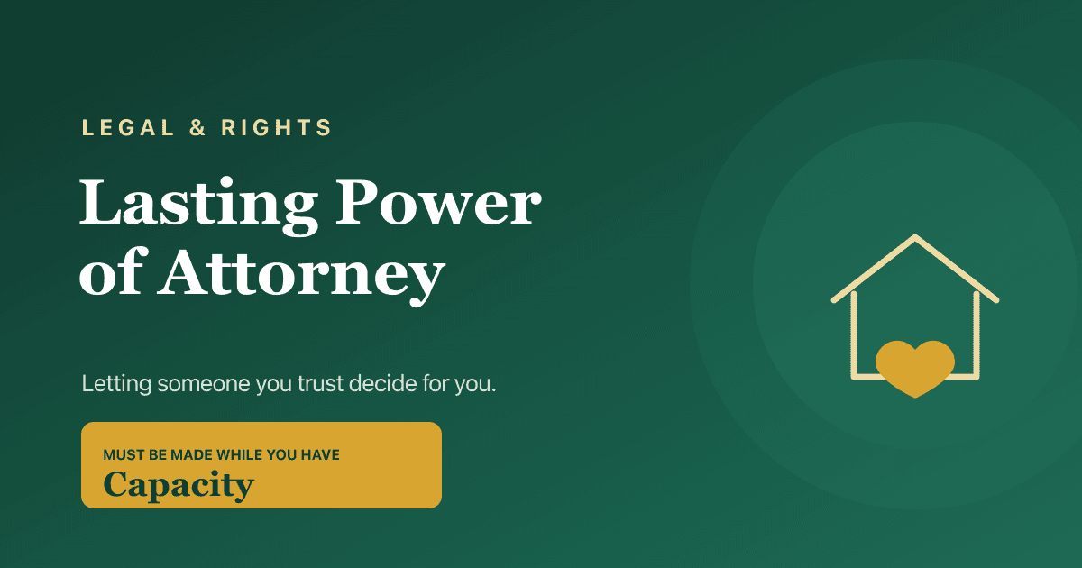 Lasting Power of Attorney explained — the two types and how to set one up, 2026.