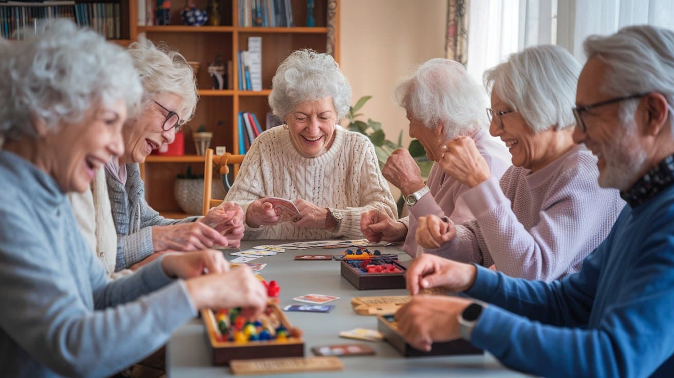 Elderly People playing games and laughing