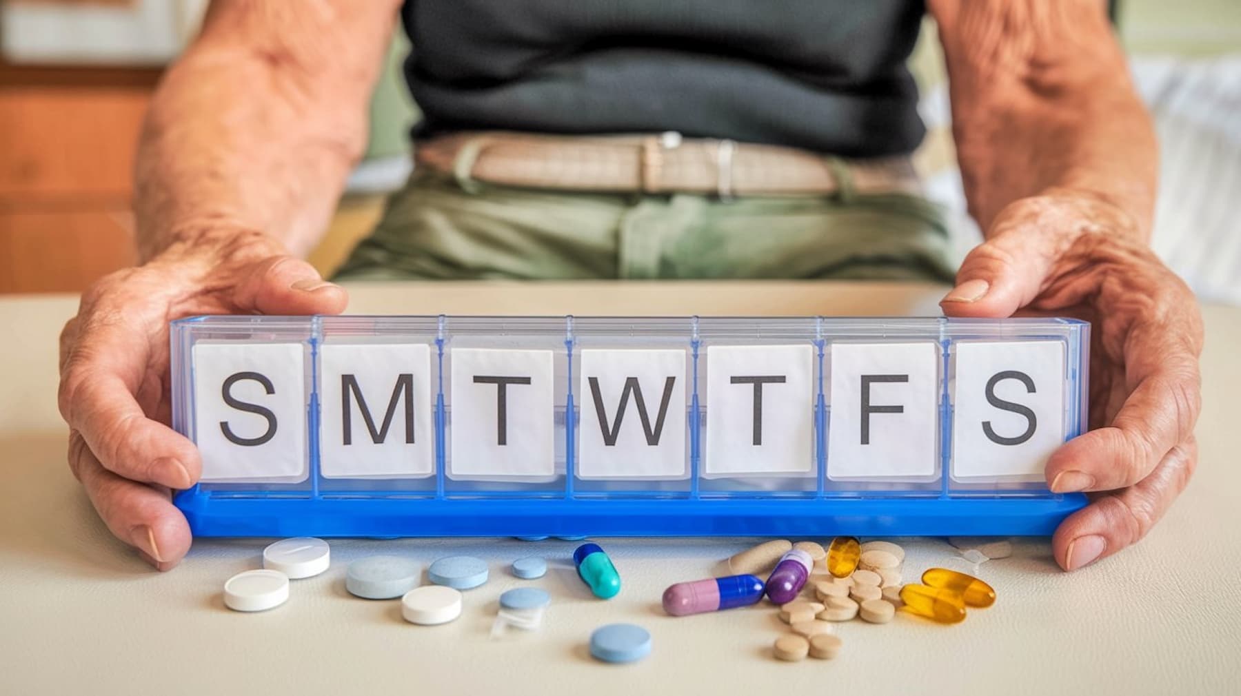 a person holding a pill organizer