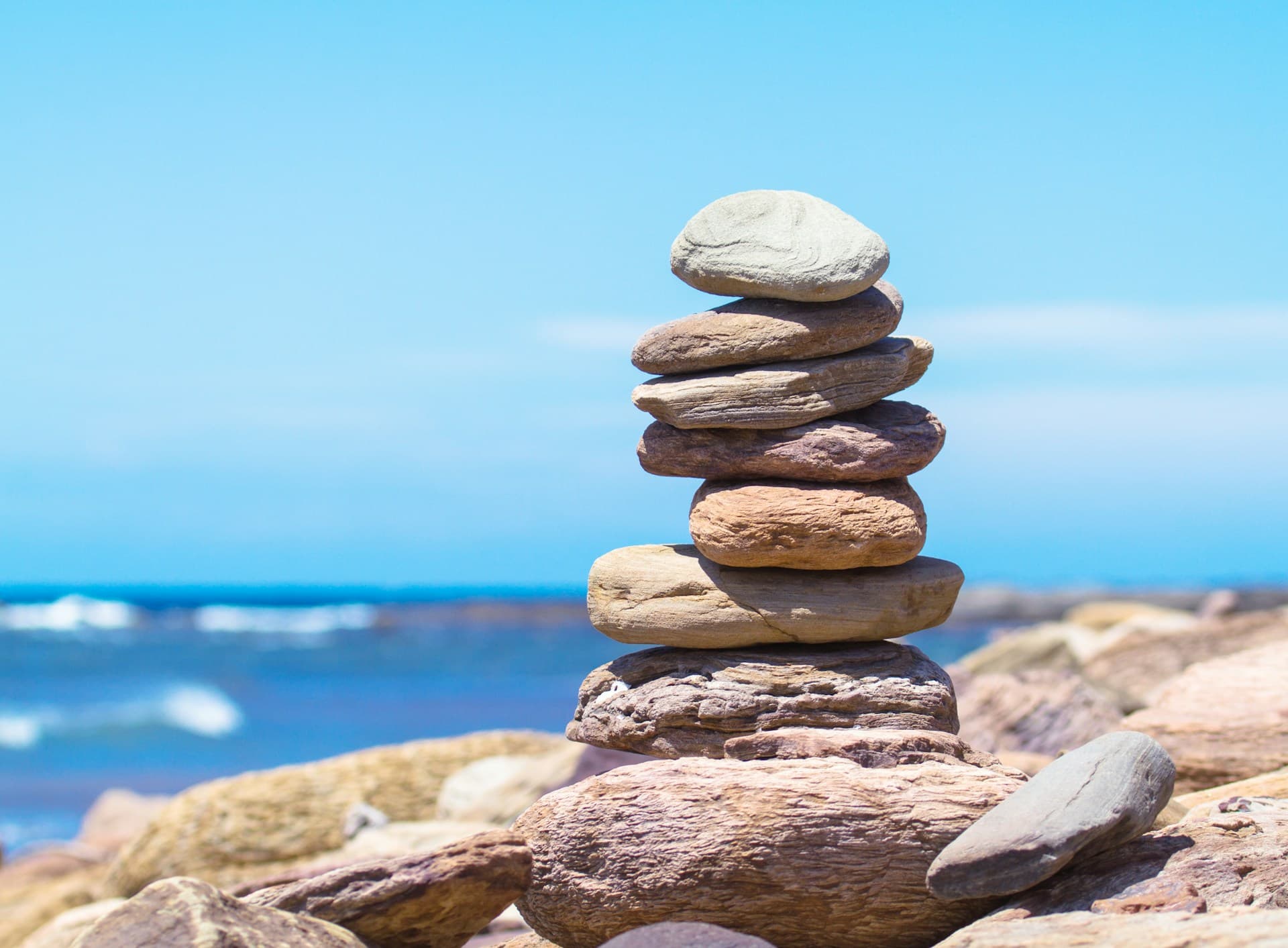 a stack of rocks on a beach