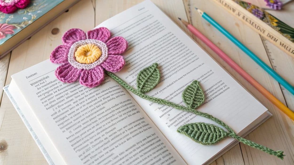 crochet flower bookmarks