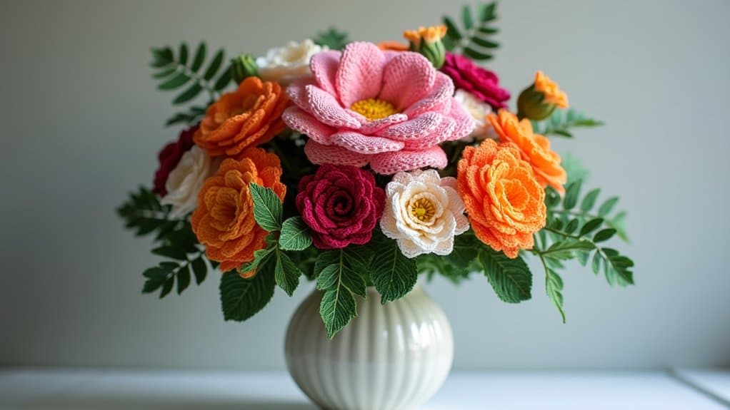 creative crochet flower arrangements