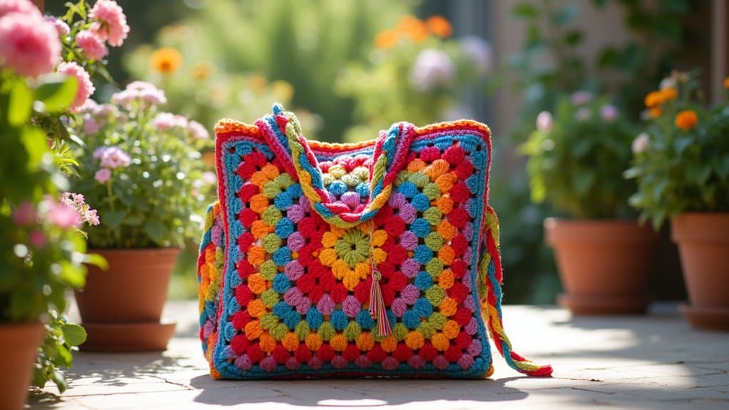crochet granny square bags