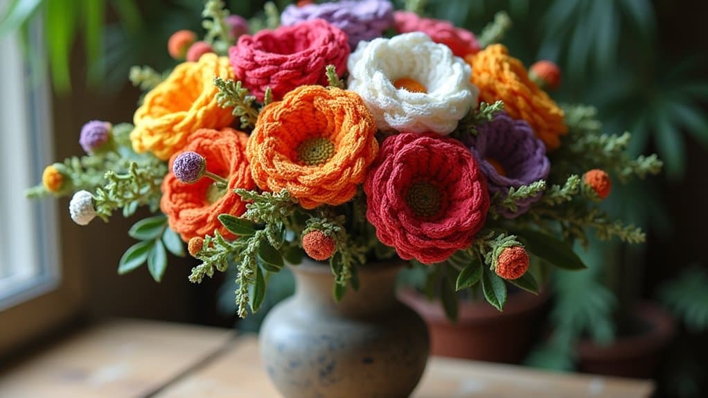 stunning crochet flower arrangements