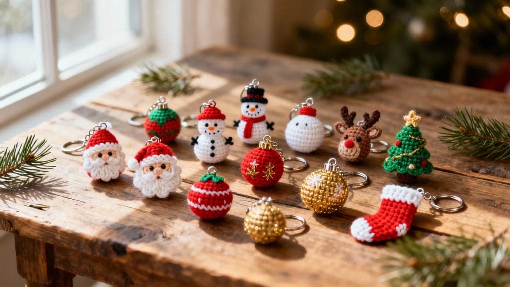 festive crochet keychain designs