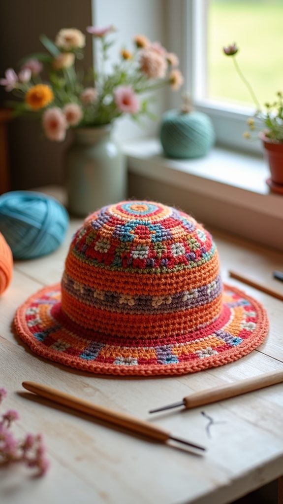bohemian floral design hat