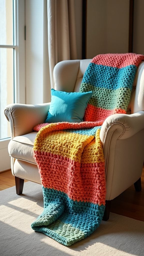 colorful block pattern blanket