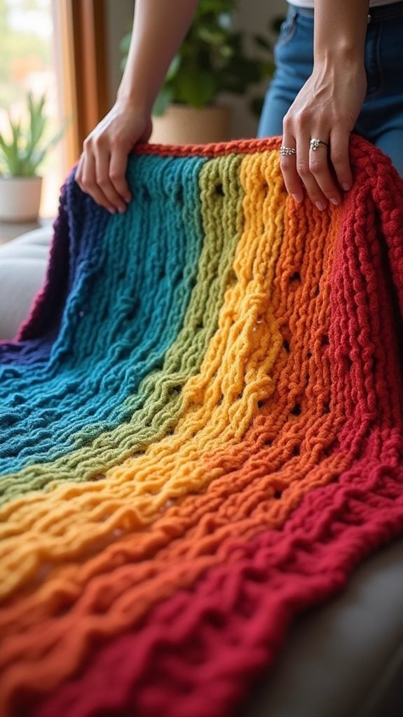 colorful cozy knitted blanket