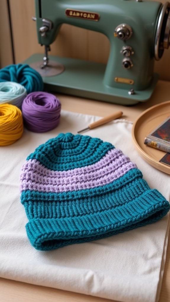 colorful knitted headwear accessory