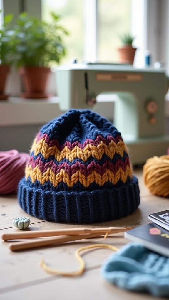 colorful knitted winter hat