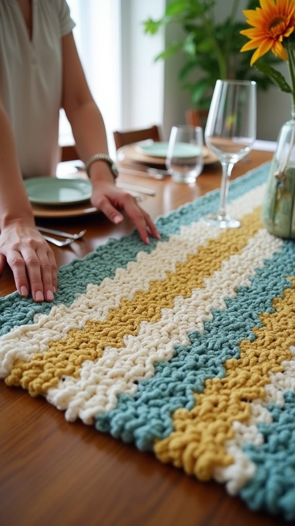 colorful striped crochet decor