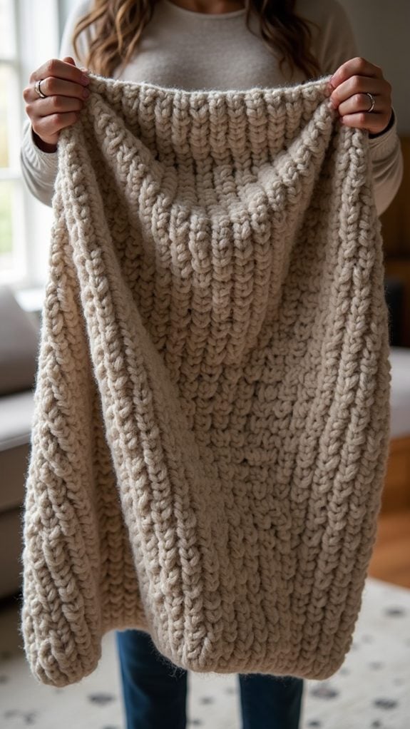 cozy handcrafted yarn blanket