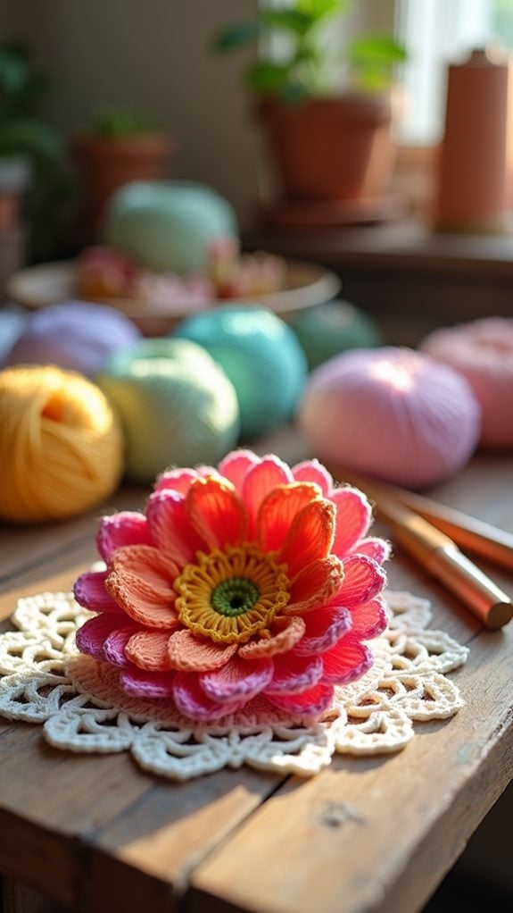 crocheted gerbera daisy flower