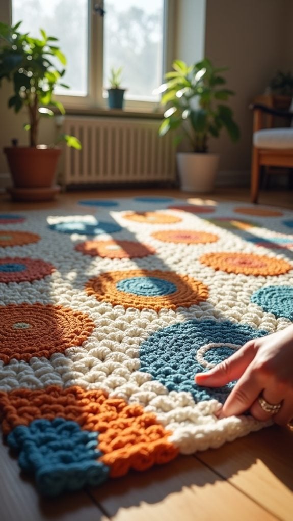 expansive handcrafted crochet carpets