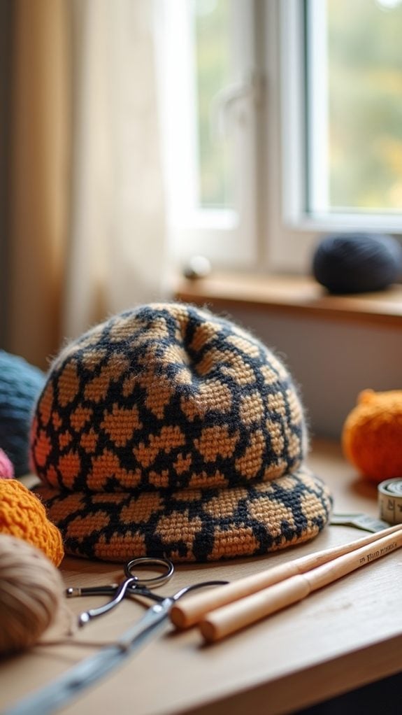 fashionable animal print beanie