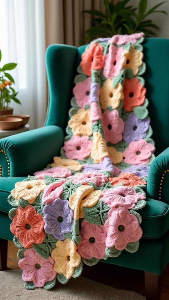 floral pattern decorative blanket