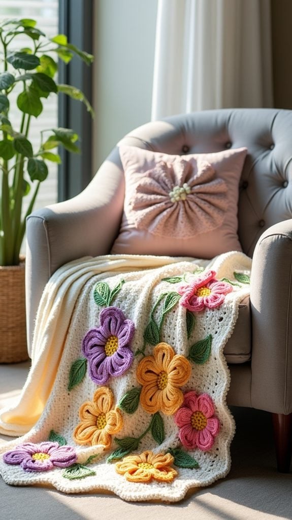 floral patterned crochet blanket