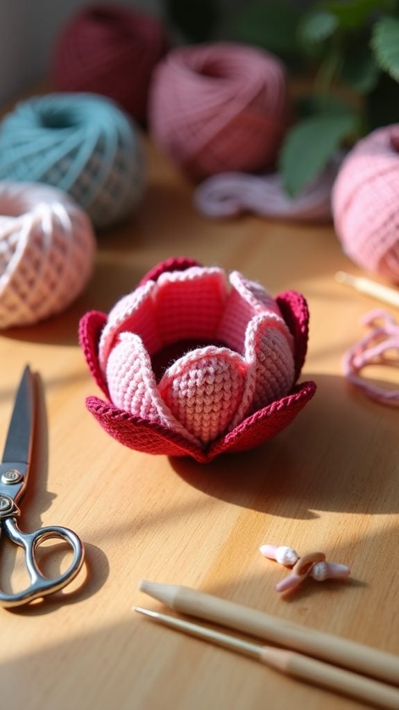 handmade tulip crochet flower