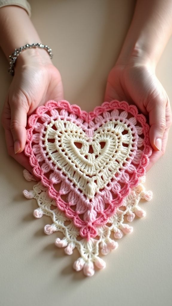 heart shaped crochet table runner
