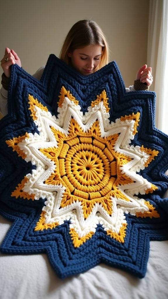 retro star crochet blanket