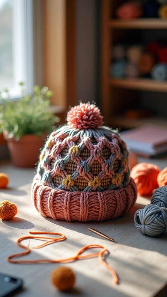 shiny yarn winter hat