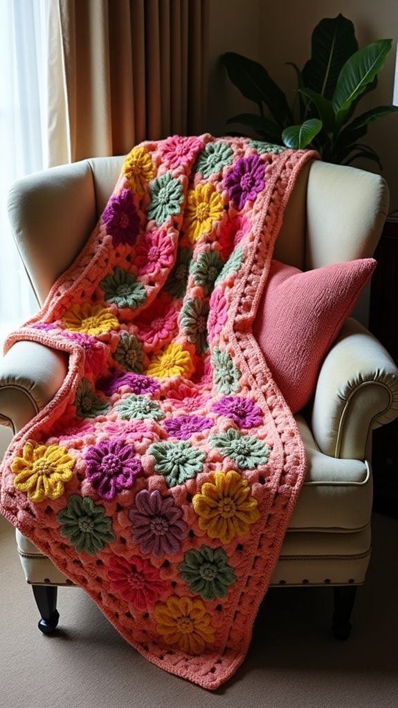 vibrant crochet dahlia design