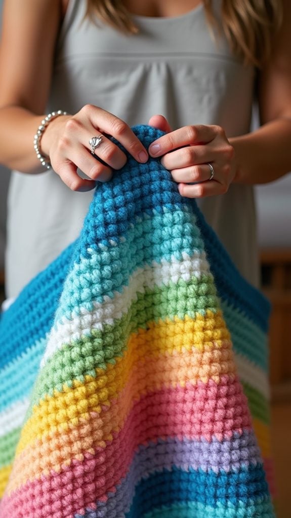 vibrant textured crochet blanket