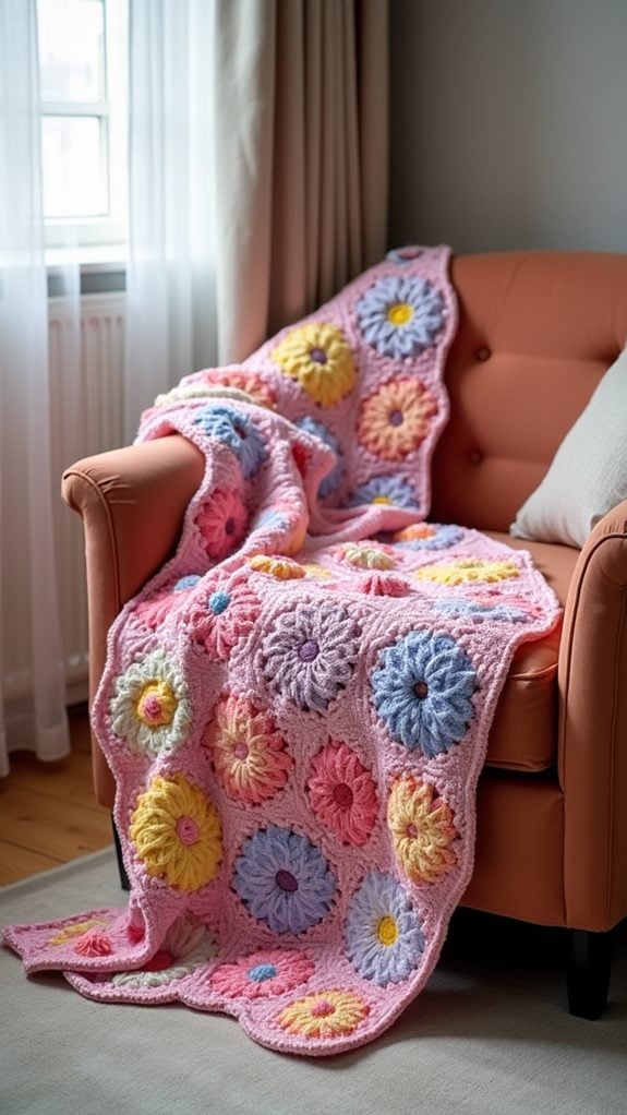 warm floral hexagon throw