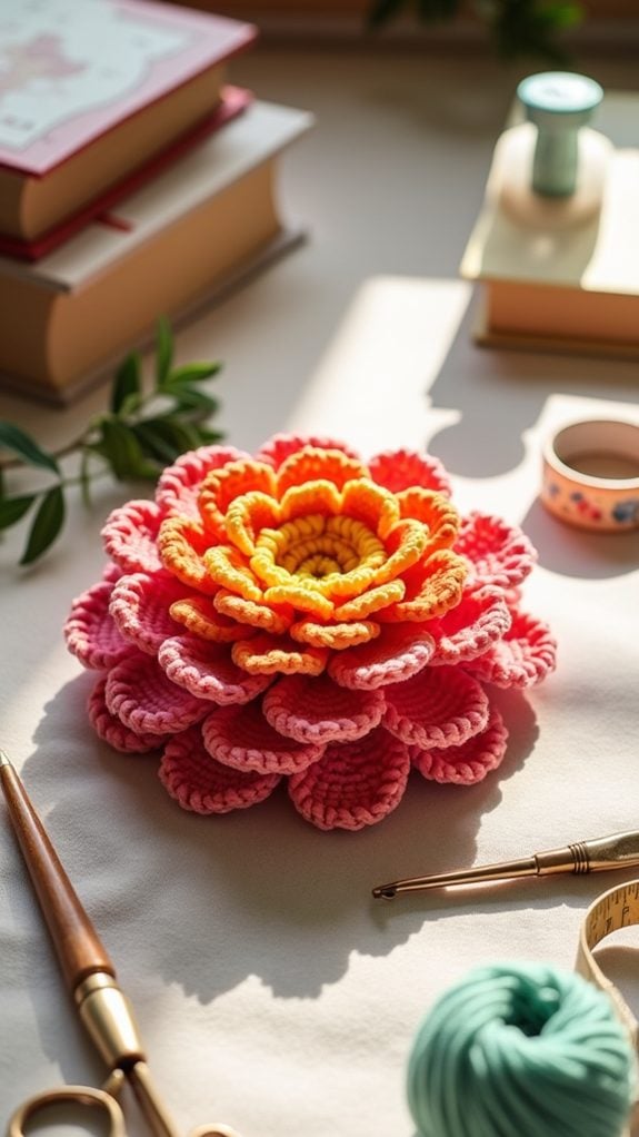 zinnia flower crochet pattern