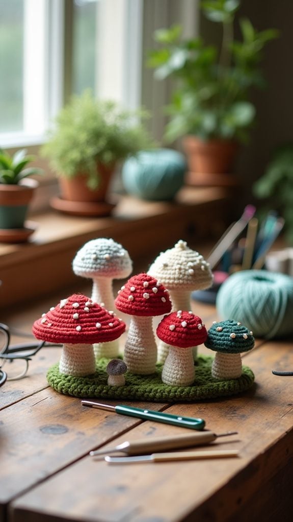 adorable crocheted mushroom toys