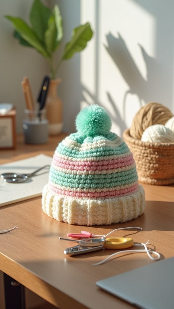 adorable striped infant hat