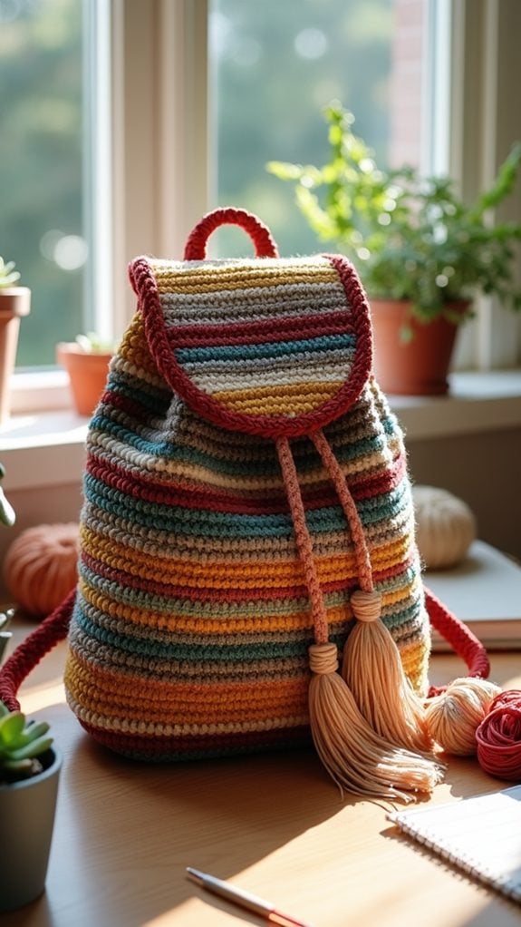 bohemian style crochet backpack
