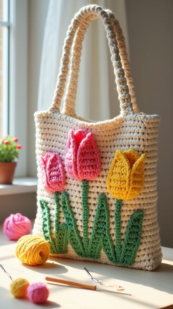 colorful crochet tote bag