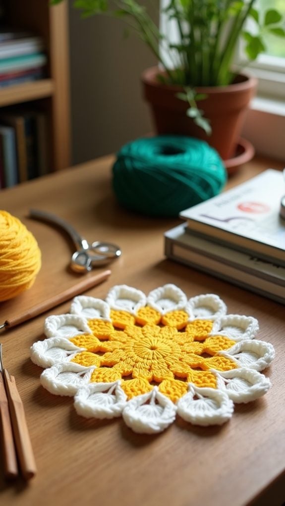 colorful daisy coaster design