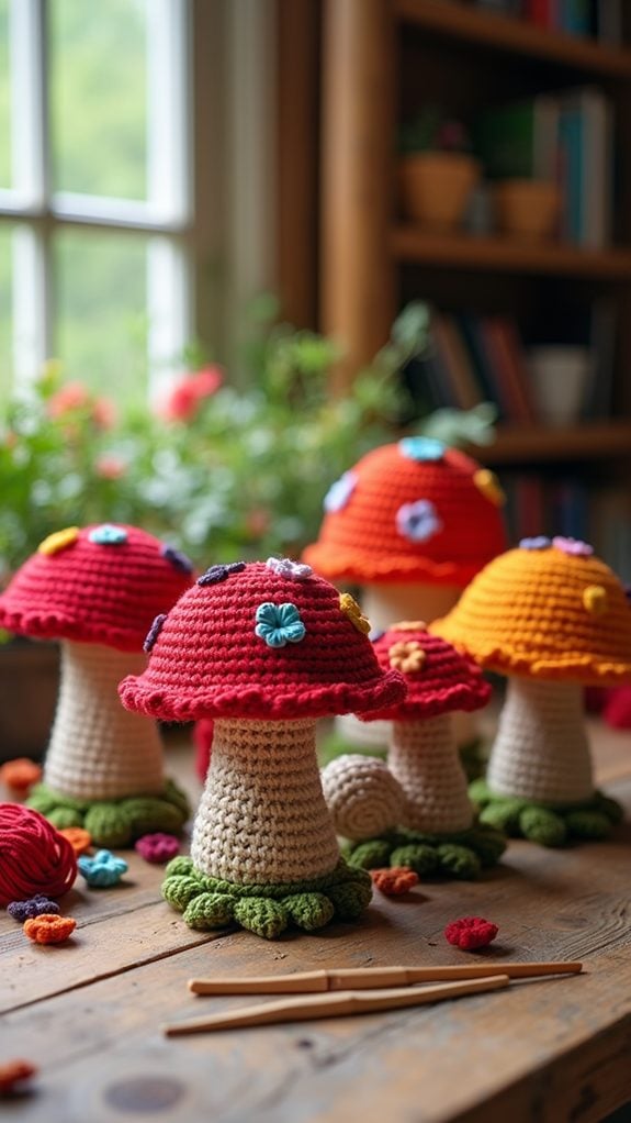 colorful quirky mushroom designs