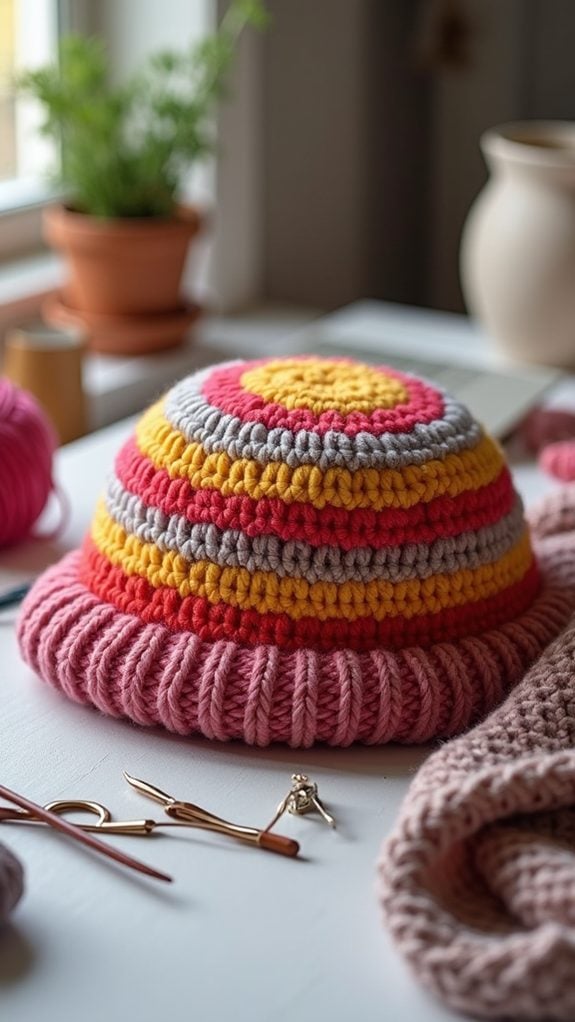 colorful textured knit beanie