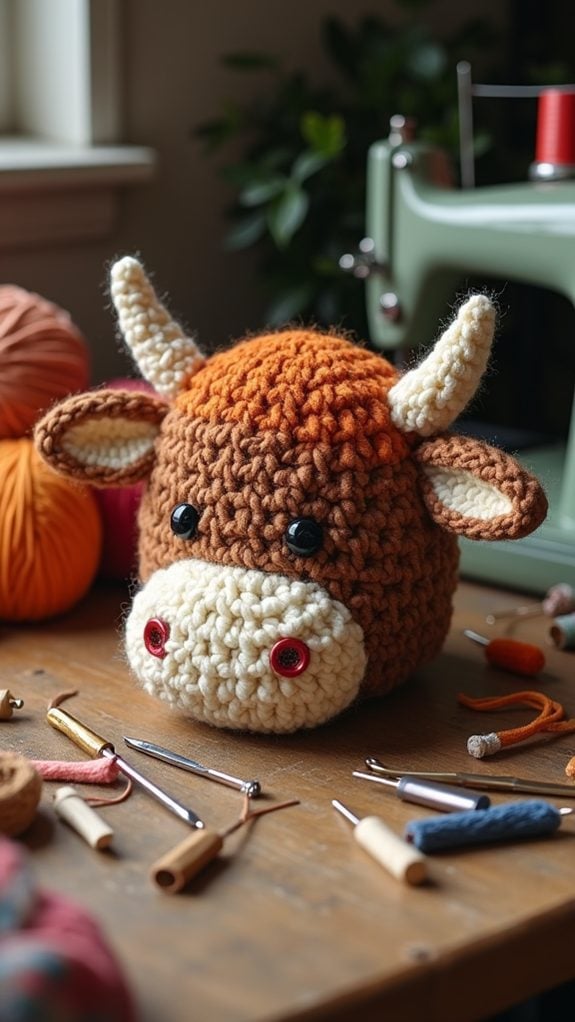 cozy knitted cow hat