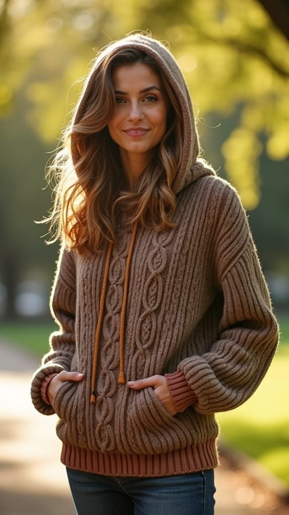 cozy textured knit hoodie