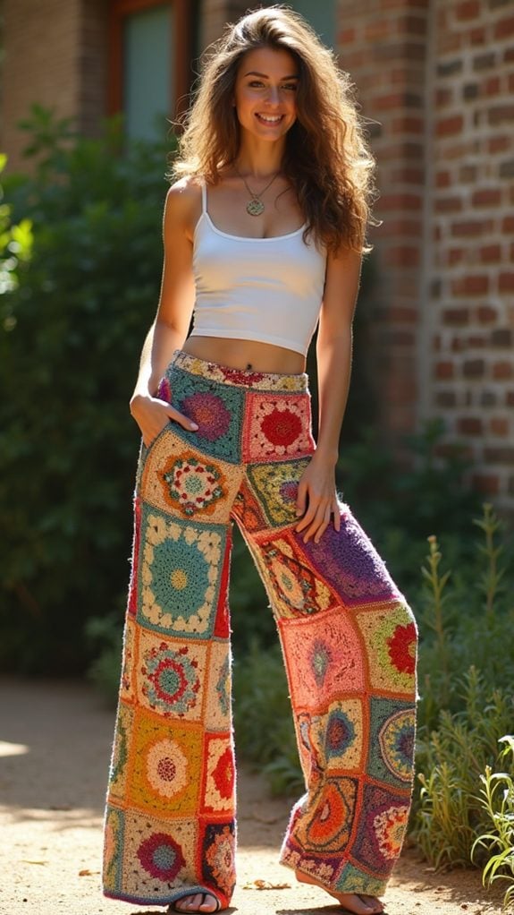 creative crochet patchwork trousers