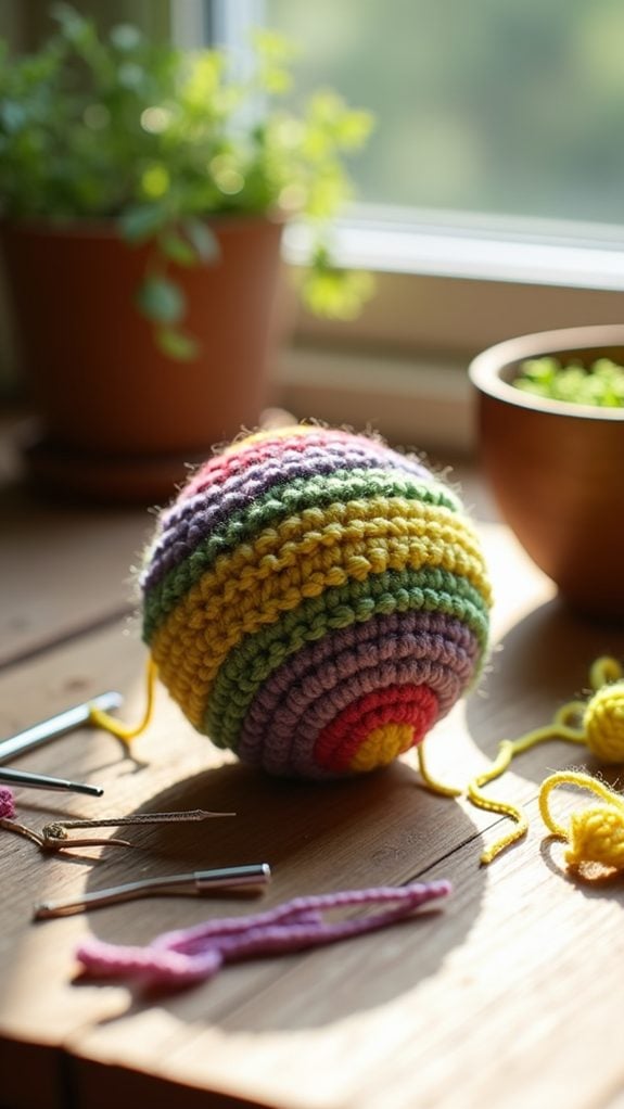 crochet ball with catnip