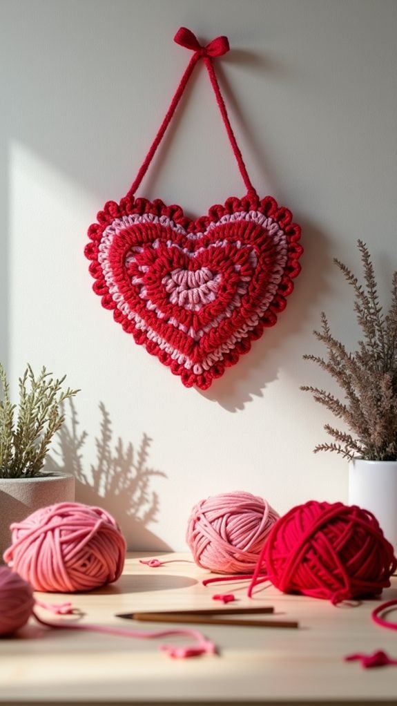 crochet heart wall decor
