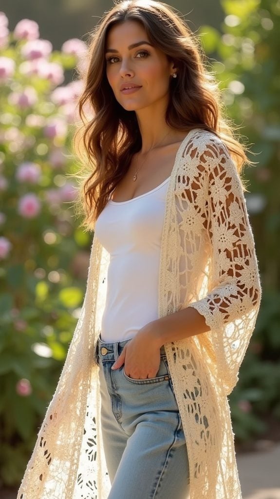 crochet longline fashion duster