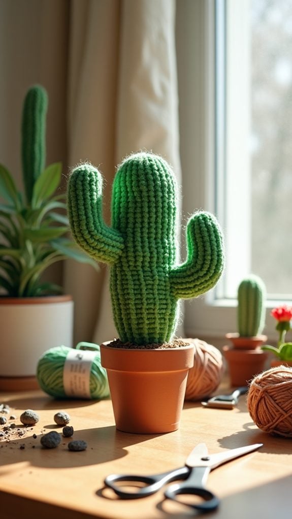 crocheted decorative cactus toy
