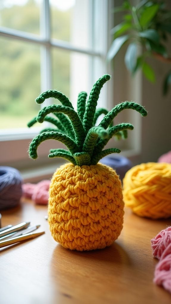 crocheted pineapple plant decor