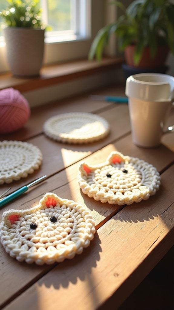 cute feline drink coasters