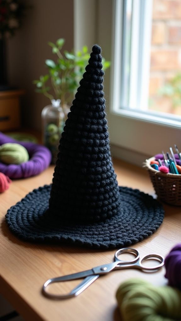 elegant crochet witch hat