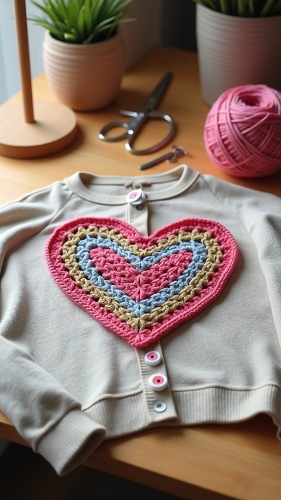 embellished heart cardigan design