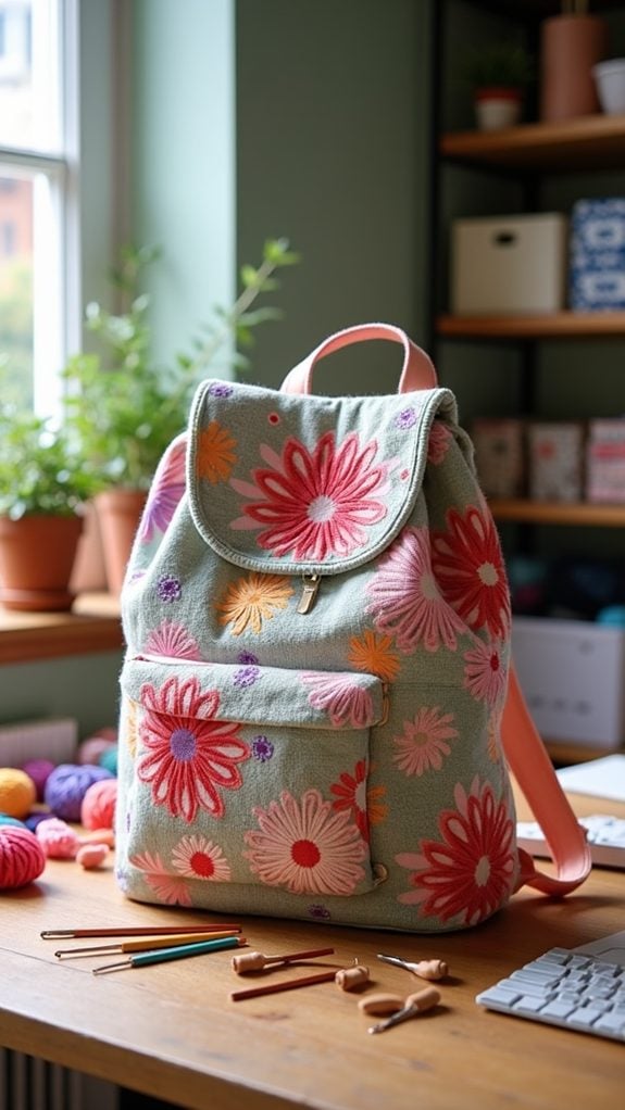 floral crochet bag design