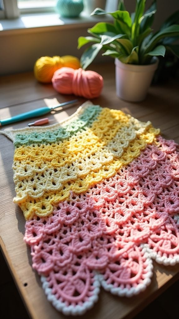 floral crochet shell top